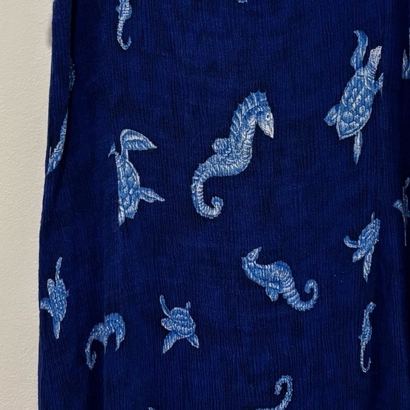 Textured Mini Blue Dress with Sea Life Print - Picture 6 of 8